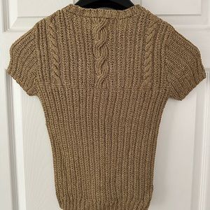 Ralph Lauren Purple Label Gold Foil Cable Knit Sweater Size M